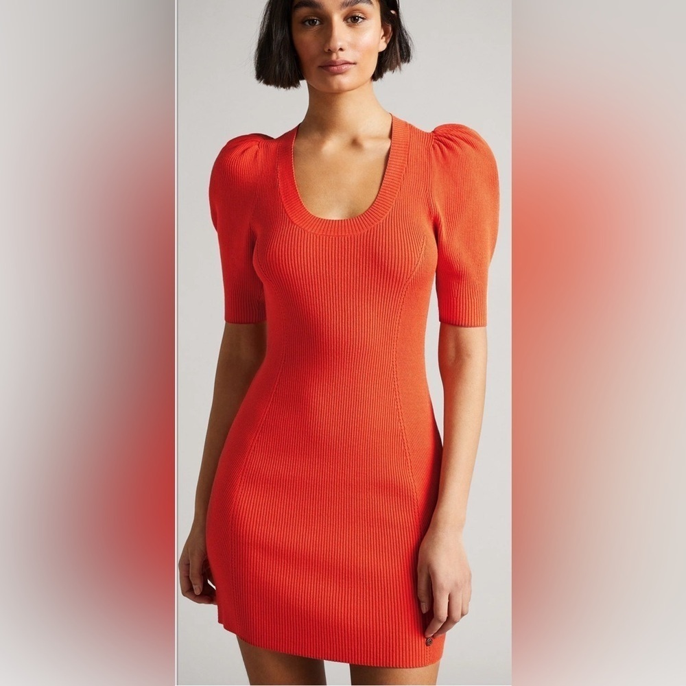 NWT Ted Baker London Orange Dollra Scoop‎ Neck Bodycon Dress
